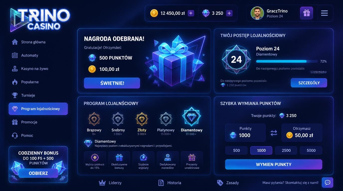 Progress bar punktów lojalnościowych i przelicznik na cash